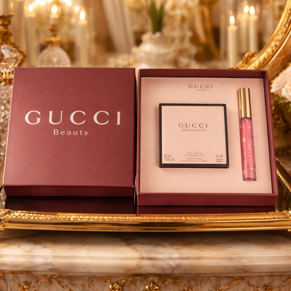 $130 MSRP - Gucci Beauty Pink Lip Gloss and Highlighter Set